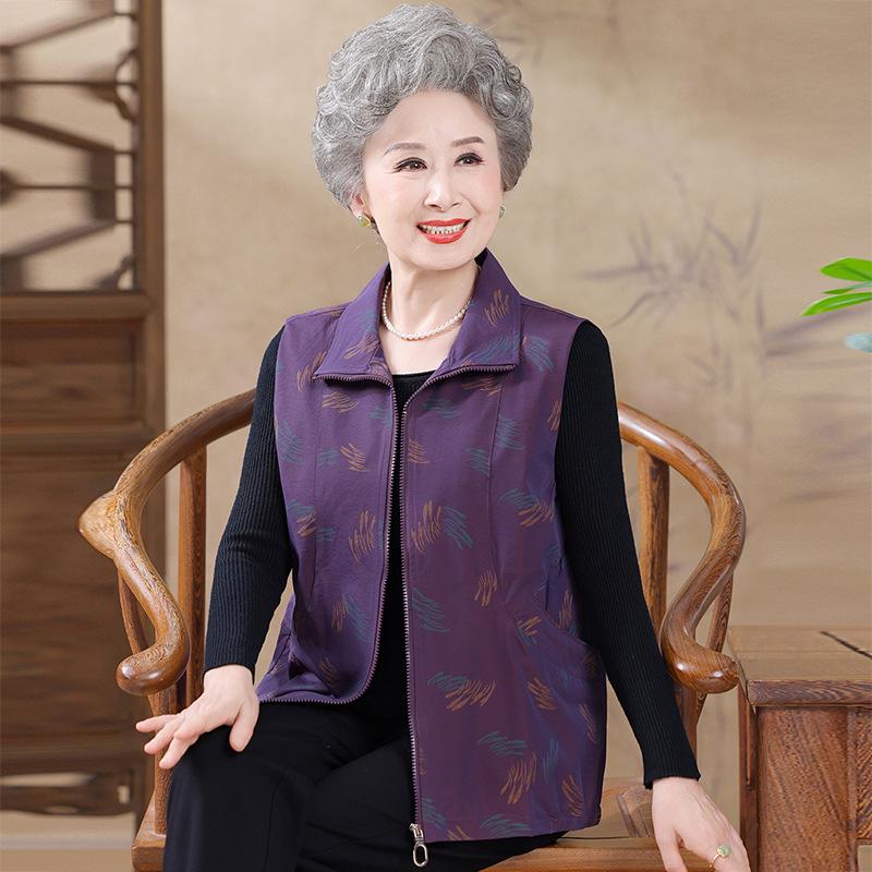 

Elderly Women s Loose Sleeveless Vest for Spring/Fall 5XL фиолетовый
