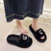 Fashion Winter Fashion Soft Warm New Comfort Flat Fur Slipper Outside Fluffy Slippers Indoor Soft Plush Shoe Women Luxury Slippers