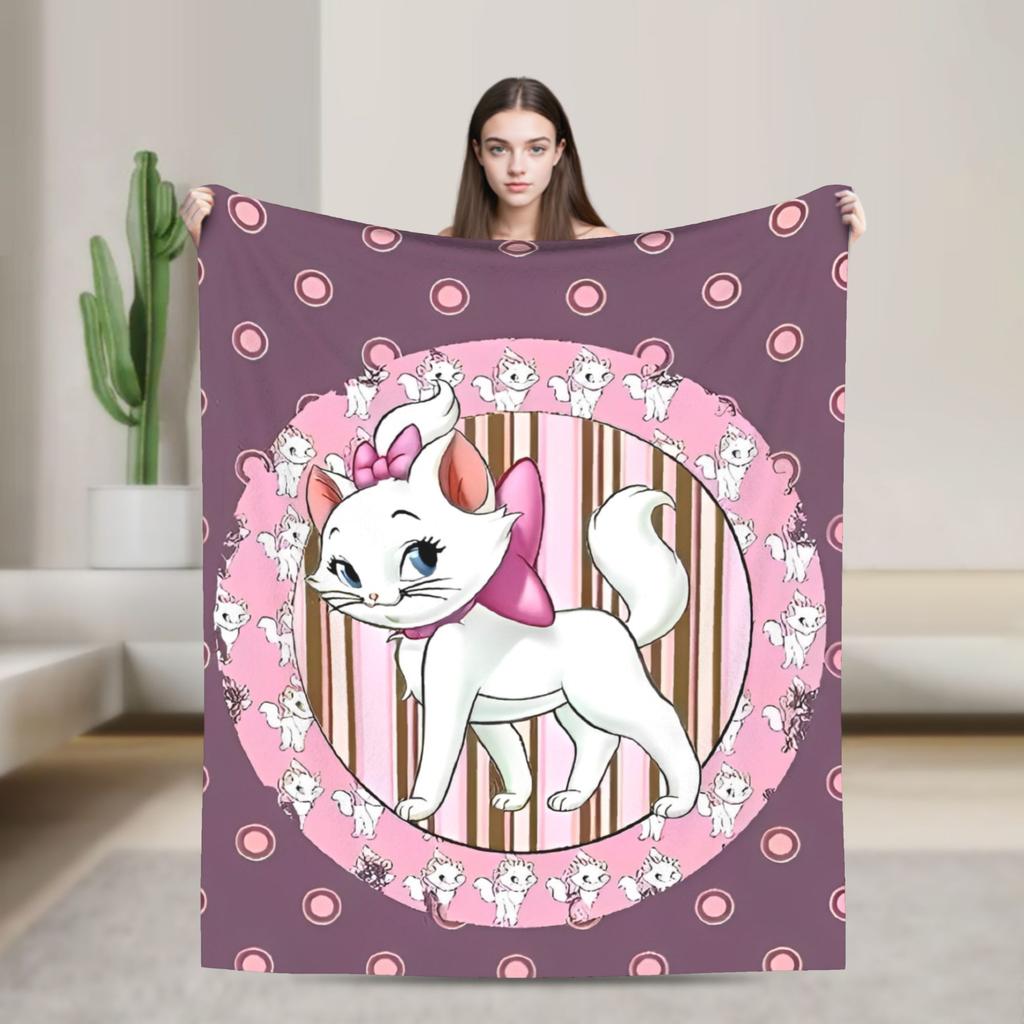 Marie Cat Cartoon  Warm Soft Blanket  Camping Plush Throw Blanket Fashion Home Decor Flannel Bedspread Sofa Bed Cover