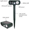 Solar Powered Animal Repellent Motion Sensor Outdoor Waterproof With Ultrasonic Waves And Led Lights Automatic Frequency Conversion Laundry Cleaner