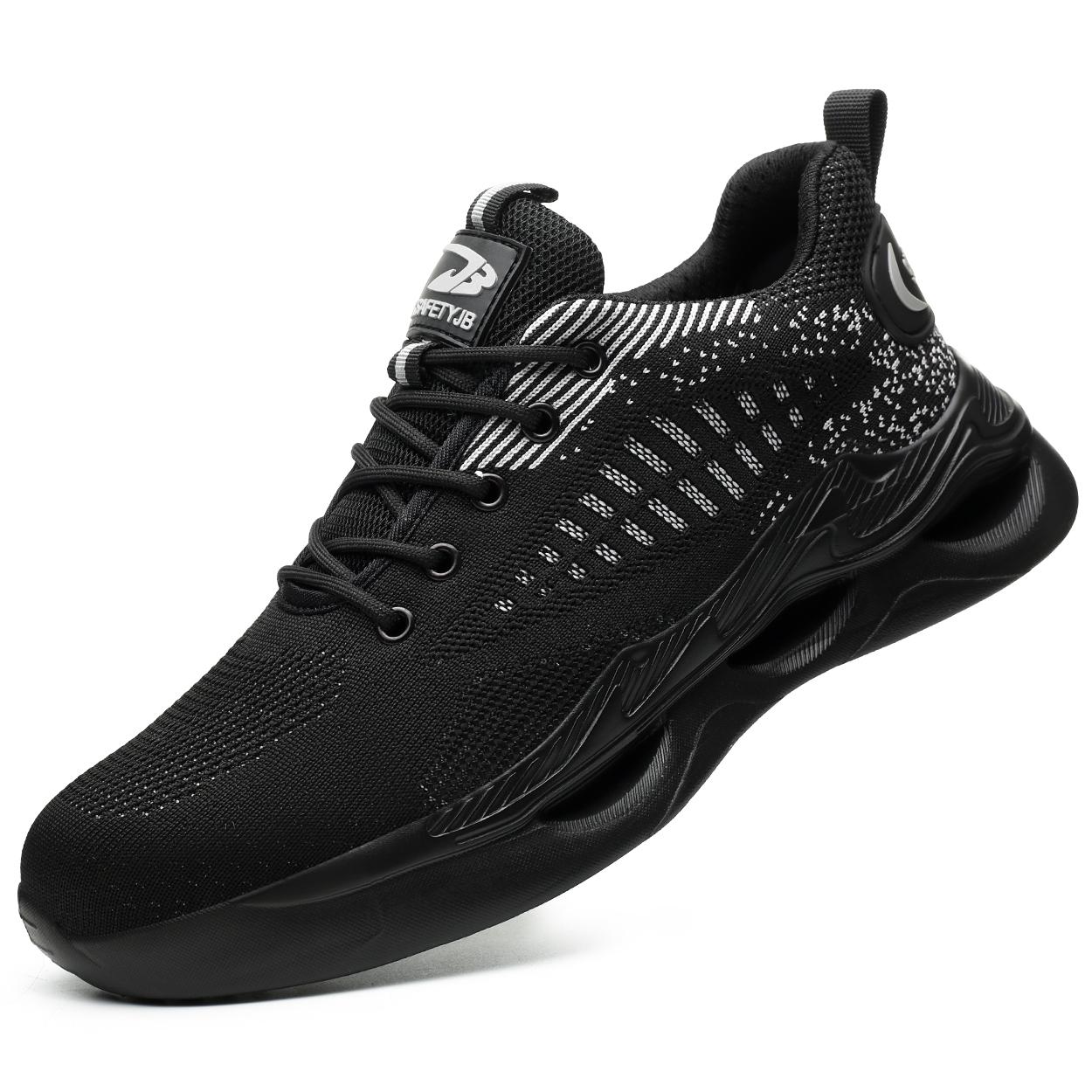 

Модная ультралегкая защитная обувь для мужчин, кроссовки со стальным носком, дышащая сетка, рабочая обувь, нескользящие спортивные защитные рабочие кроссовки для мужчин и женщин 37 чёрный