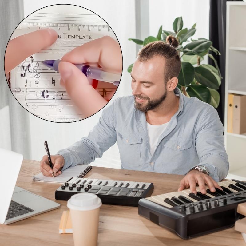 Staff Drawing Ruler Song Writer's Composing Template Stencil Song Writer's Composing Notation Tool for Music Notes
