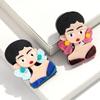 New Cute Girl Figure Acrylic Brooches for Women Blue Spliced Handmade Lady Bag Badges and Pins Jewelry Clothing Accessories Gift