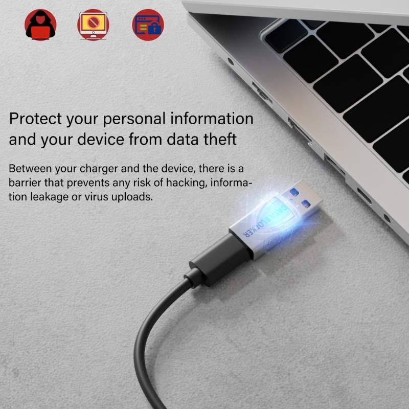 Portable USB Type C Data Blocking Charging Prevents Hacking Aluminum Housing Universal Compatibility for Phones Devices