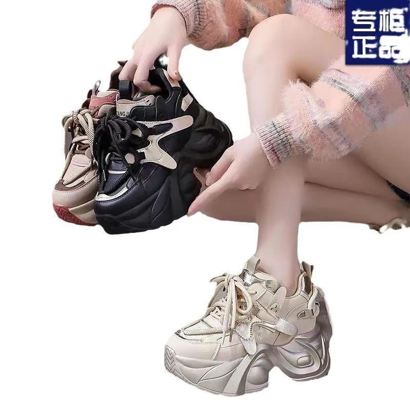 Wear Resistant Sports Shoes with Increased Height for Women 2024 New Spring/autumn Versatile Shopping and Leisure Shoes