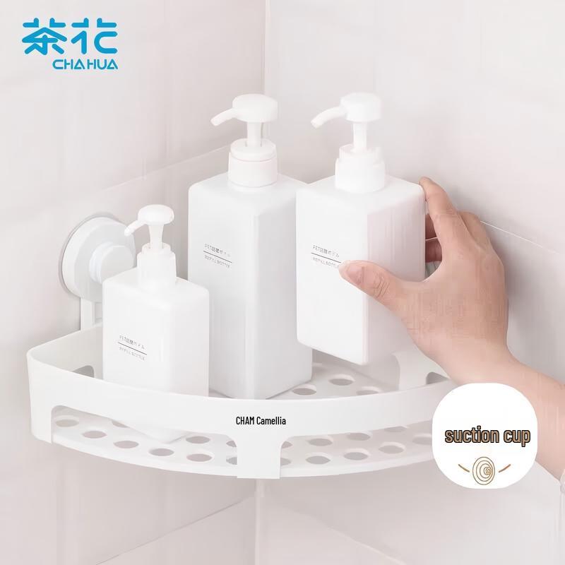 CHAHUA No-Drill Suction Cup Corner Storage Shelf