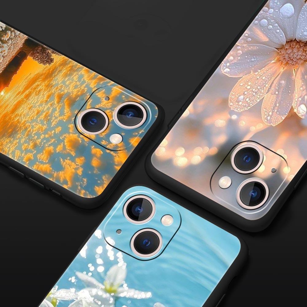 Phone Case For iPhone 17 16e 15 14 13 12 11 Pro Max SE 7 8 Plus Shell iPhone 16 Soft TPU Cover Soft Pale Little Flower