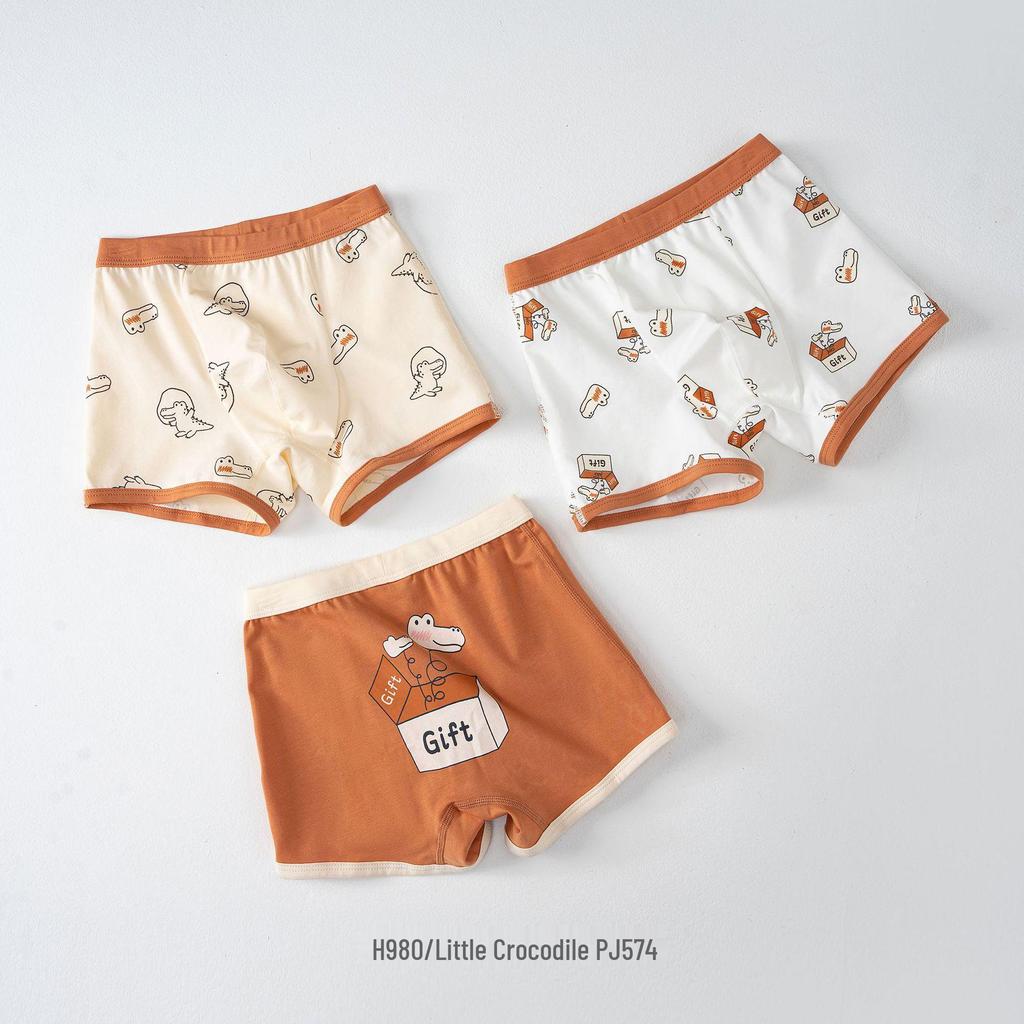 Antibacterial Cotton Boxer Briefs for Boys: 3-Pack, Class A, Middle & Large Children