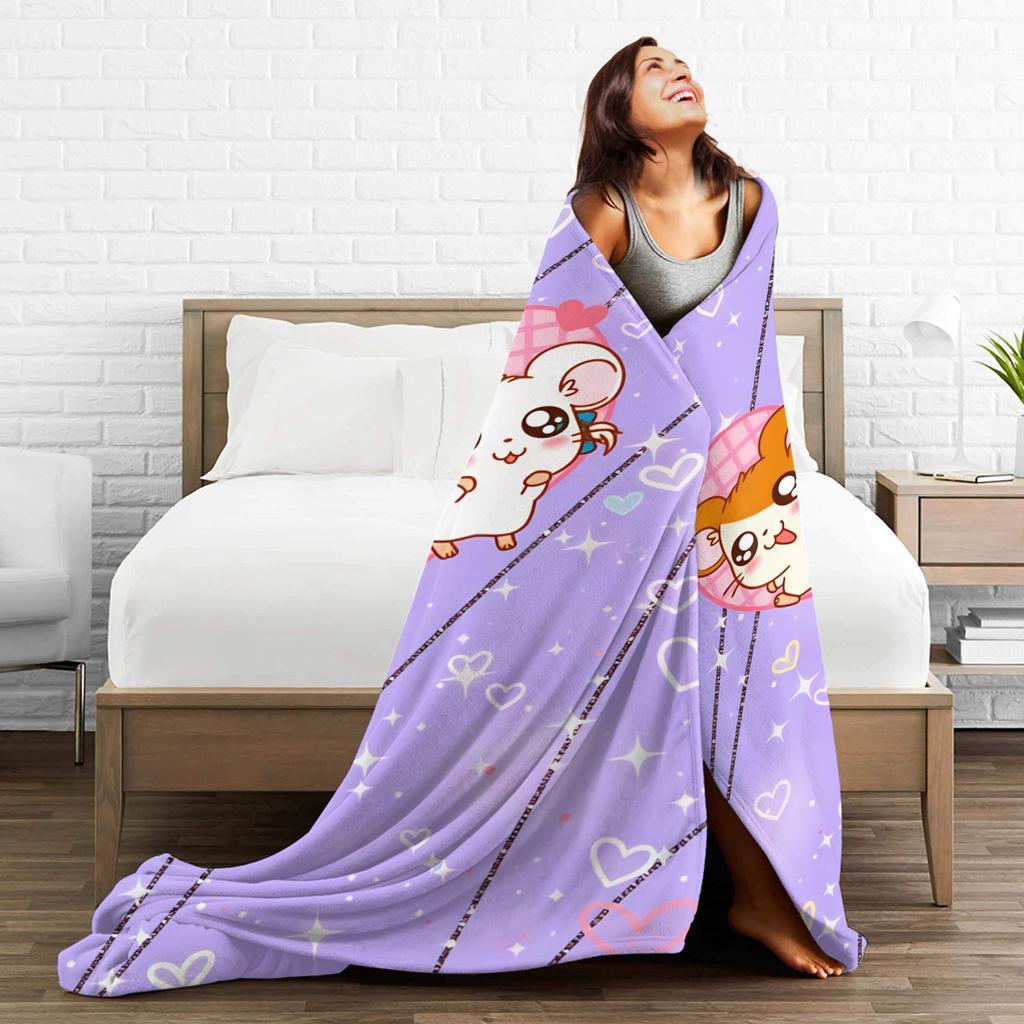 Hamutaro Flannel Blankets Winter Soft Durable Throw Blanket for Boy Girl Outdoor Novelty Bedspread Sofa Bed Cover