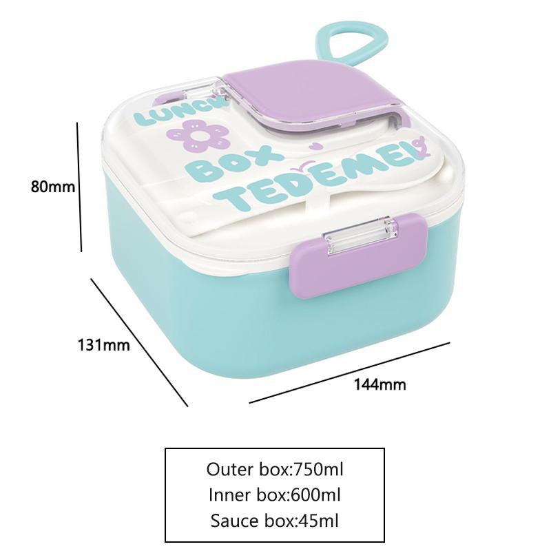 Cute Cartoon Lunch Box Children Stainless Steel Bento Box with Tableware Kids Portable Food Storage Container for Picnic School