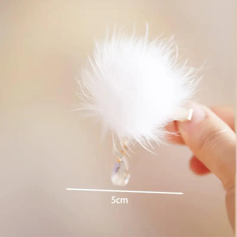 

Plush Ball Hairpin Imitation Mink Teardrop Pendant Soft and Fluffy Hair Accessories for Children and Women белый