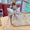 Y2K Trendy Candy Color Leather Cotton Filled Bow Keychain Sweet Bowknot Keyring Bag Pendant Backpack Hanging Decoration