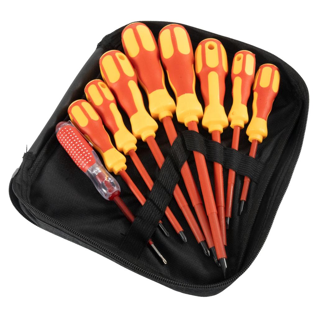 STEELMIGHT Insulated Screwdriver Set, 9-Piece Set for Electrical Work, Includes Insulated Blades for 500V Operation, Phillips and Flathead