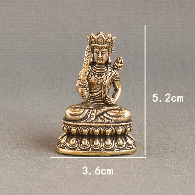 Brass Sakyamuni Figurines Miniatures Desktop Ornament Antique Copper Dharma Master Statue Decorations