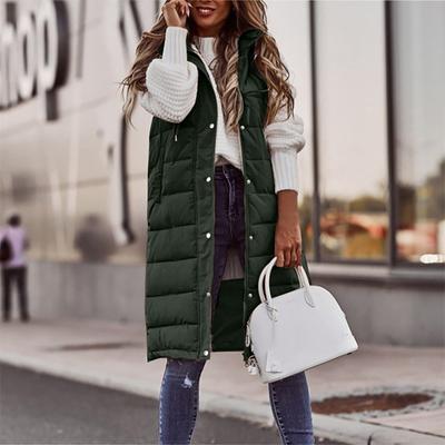 Women's Autumn And Winter Temperament Sleeveless Cardigan Mid-length Cotton Vest Vest Coat