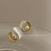 White pearlescent high-end French enamel pearl earrings, exquisite and simple temperament niche design stud earrings