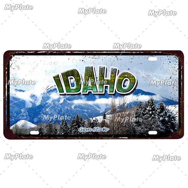 [MyPlate]Vintage America State USA City Licenses Plate Metal Sign Tin Sign Poster Plaque Decor Bar Pub Club Home Wall Decoration