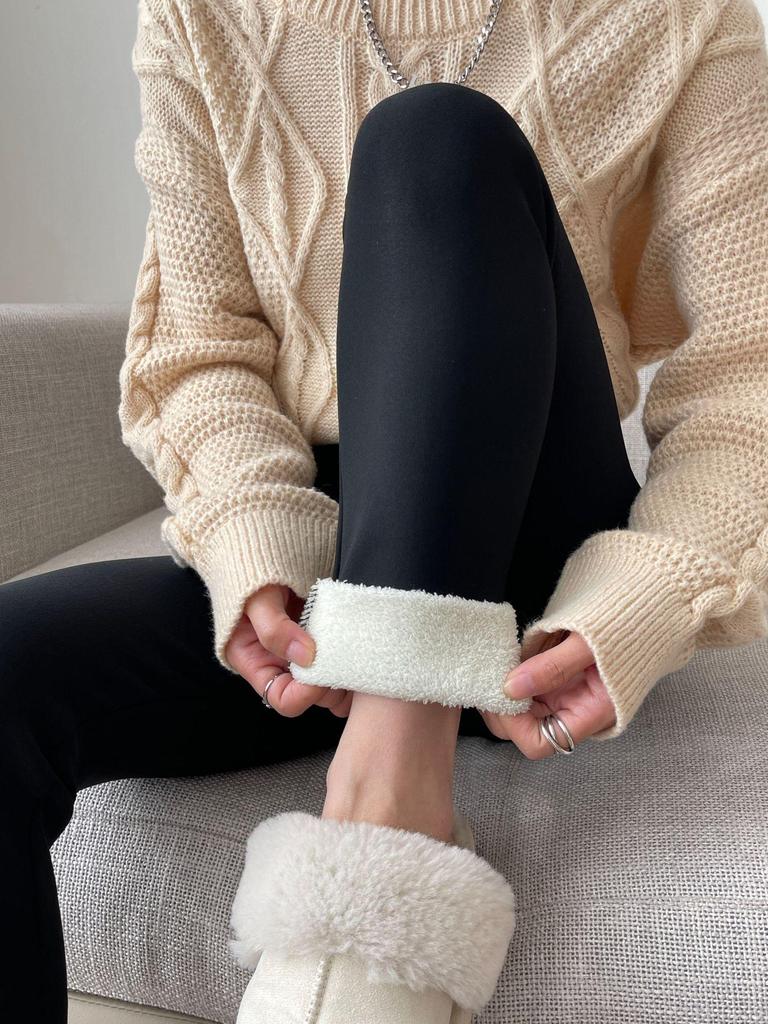 Temu Hot Selling Large Size Autumn/Winter Lambswool Warm Thick Elastic Fleece Lined Pants