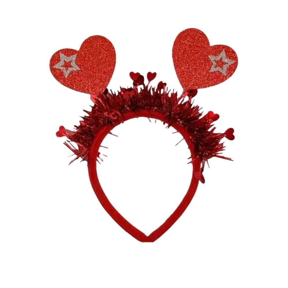 Sweet Headdress Valentine's Day Hair Hoop LOVE Sequins Red Heart Headband Red 22CM Shining Heart Hairband Men/Women