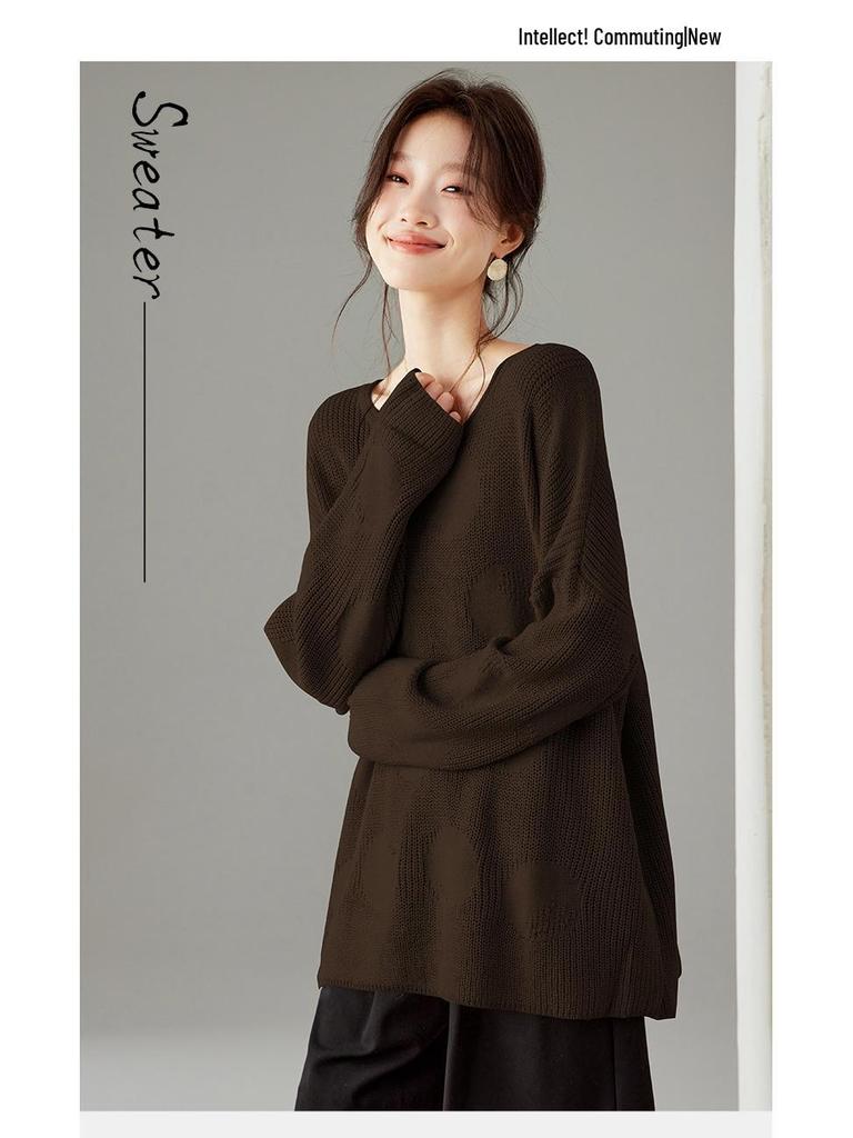 2025 Herbst/Winter Damen Übergröße Rundhals Lockerer Pullover: Stilvolle & Kuschelige Langarm-Strickwaren