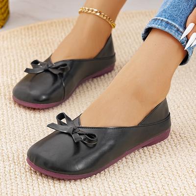 Fashion Women Flat Loafers Soft Leather Slip On Ballet Shoes Ladies Single Shoes Women Round Toe Lightweight Casual Zapatillas De Deport