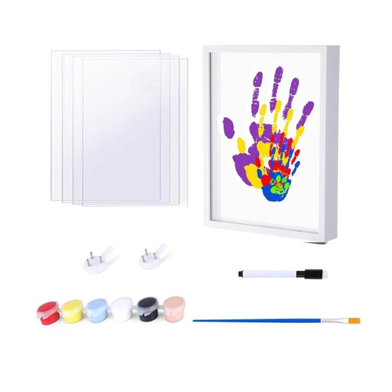 DIY Paar Familie Handabdruck Set Holz Kunstrahmen Acrylplatten Andenken Für Valentinstag Feiertagsgeschenk Und Heimdekorationen