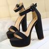 Women Ankle Strap High Thick Heel Sandals Covered Heel Platform Summer Sandals for Office Nightclub Party Pub Banquet Catwalk OL