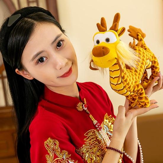 Chinesischer Drache Plüschpuppe Klarer Schuppenaufdruck Stehend Niedlich Frühlingsfest 2024 Jahr des Drachen Tierkreiszeichen Drache Tier Plüschtier