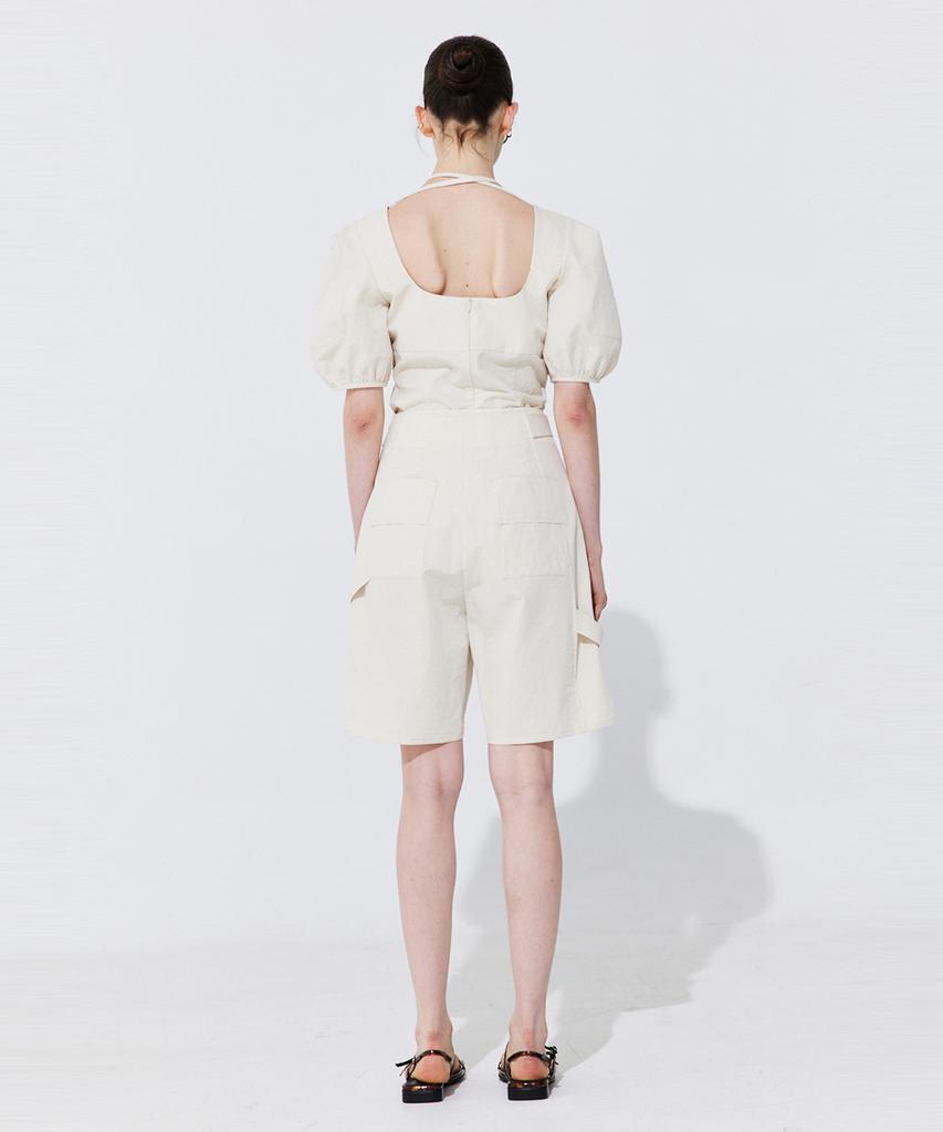 WNDERKAMMER Belted Cotton Bermuda Pants_Cream