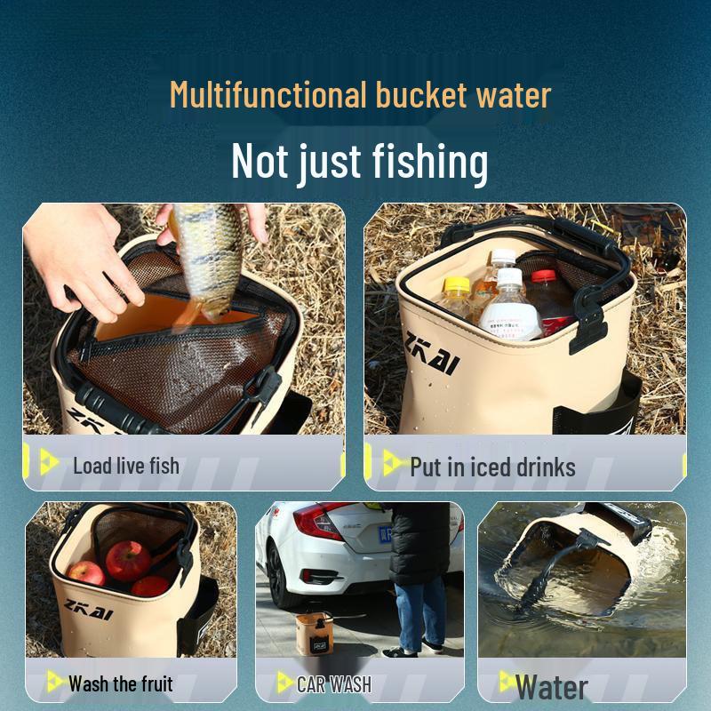 Foldable Hand-held Fishing Bucket & Live Fish Container
