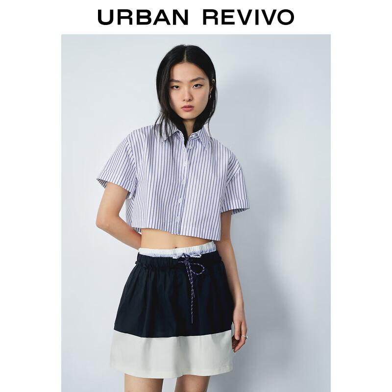 UR Women s Striped Cropped Short Sleeve Shirt XS