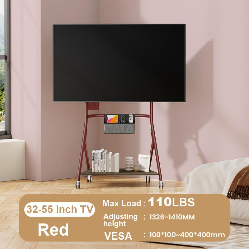 Small Spaces Floor TV Stand Rolling TV Cart for 32-55 Inch TV Screen Up To 110 LBS Modern Living Room TV Stands VESA 400*400 Mmm