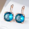 Shiny Blue Natural Zircon Dangle Earrings For Women Fashion  Rose Gold Color High Quality Daily Fine Jewelry