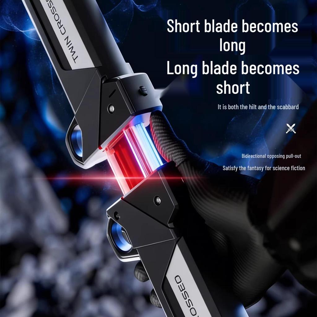 Double-Blade Rotating 2-in-1 Samurai Luminous Laser Sword - Retractable Toy for Creative Boys