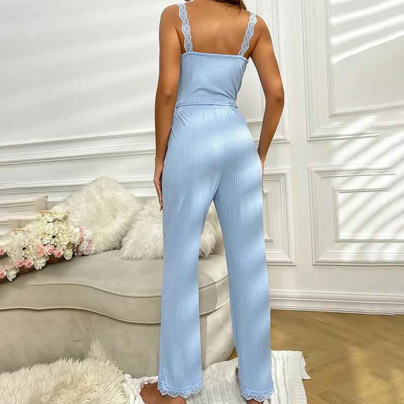 Women's Homewear Lace Camisole Trousers Set of Comfortable Stretch Home Leisure Can Be Worn Outside Pajamas