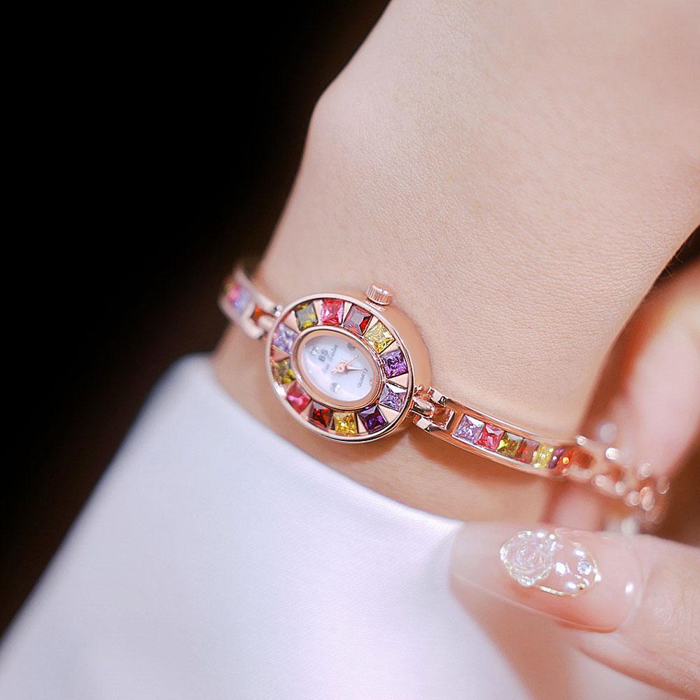 New Women Chain Watch Original Brand Luxury Rainbow Bracelet Wristwatch Gold Waterproof Ladies Fashion Quartz Watches Gift