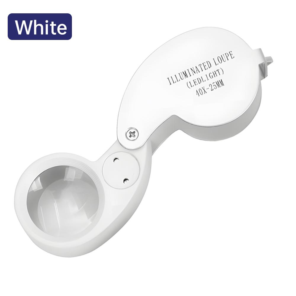 40X-25mm LED Illuminated Jewelers Loupe Magnifier With Light Diamond Eye Magnifying Glass Tool For Jewelry Antiques Coins Stamps