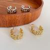 2026 European & American Style Rhinestone Geometric Chain Earrings for Women - Hollow Versatile C-Shaped Design