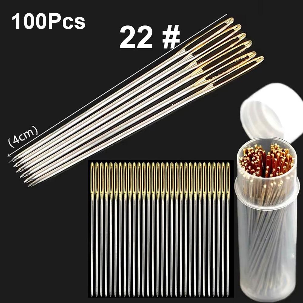 100Pcs New Multi-size Sewing Needle Stainless Steel 22/24/26# Cross Stitch Needle Tail Embroidery Fabric DIY Craft Tool