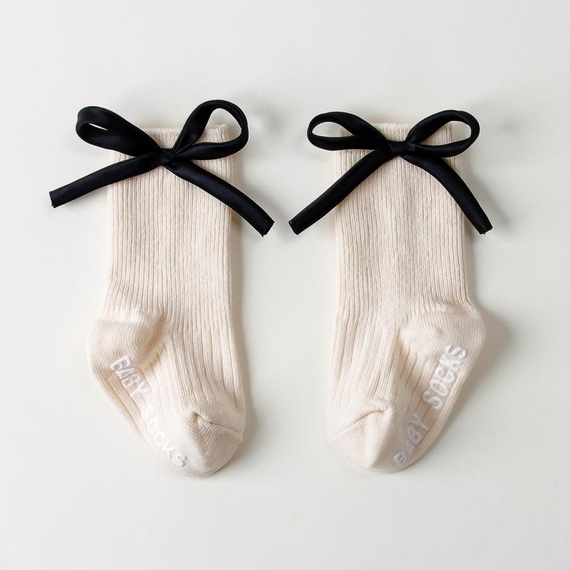Korean Cute 3D Bow Baby Girls Socks Spring Autumn Soft Cotton Floor Socks Infant Kids First Walkers Newborn Socks
