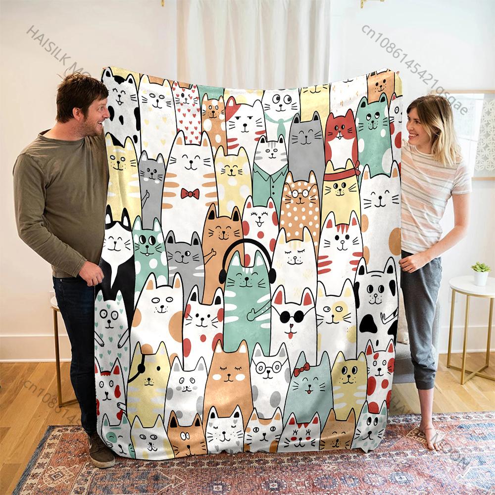 1PC A Group of Cat Print Blanket Room Sofa Decorative Blanket Multi-size Multi-scene Available Top 10 Holiday Gift Fast Shipping