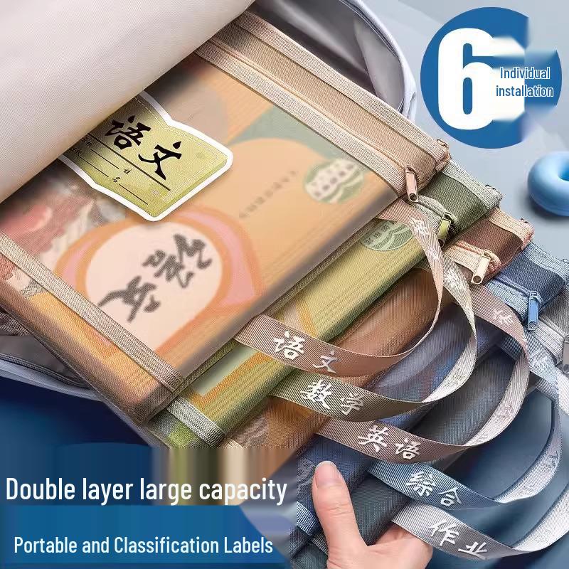 Double-layer Study Organizer: Transparent File & Homework Bag for Middle School Students