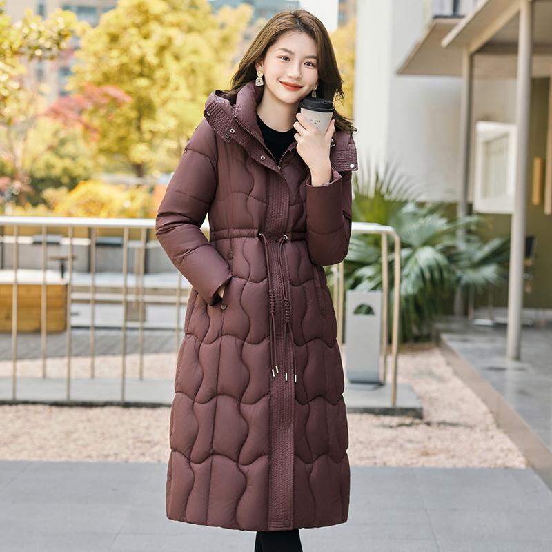 Autumn Winter Thicken Warm Parka Women Casual Solid Color Big Pocket Slim Long Hooded Coat Jackets Outwear