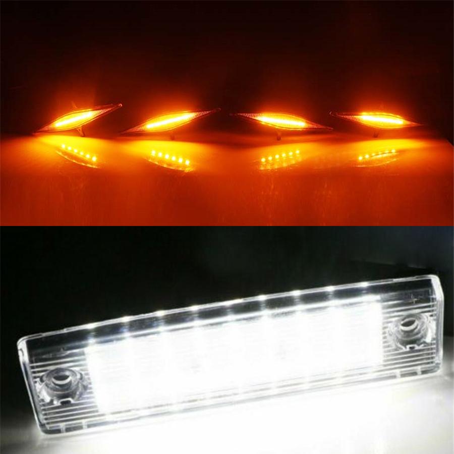 For Toyota 4Runner 1996-20 2X Led License Plate Light+4X Amber Grill Led Lights