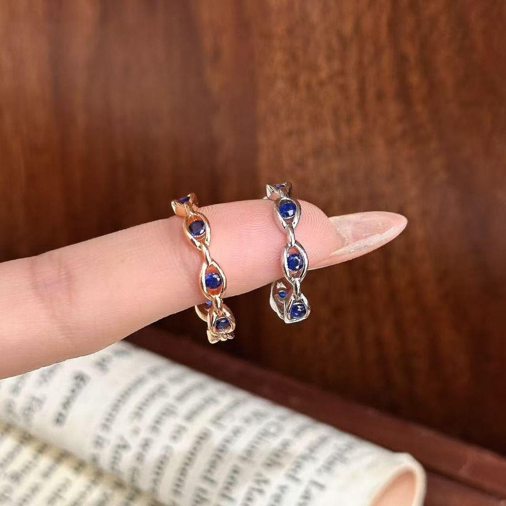 Adjustable Open Ring Sapphire Blue Women's Jewelry Fashion Evil Eye Ring  for Daily Wear and Prom