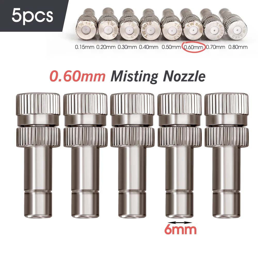 3/8" 9/12mm Misting Cooling System 360° Bend 0.6mm Nozzle Atomizer Sprayers Slip Lock PE Hose Outdoor Garden Irrigation Watering