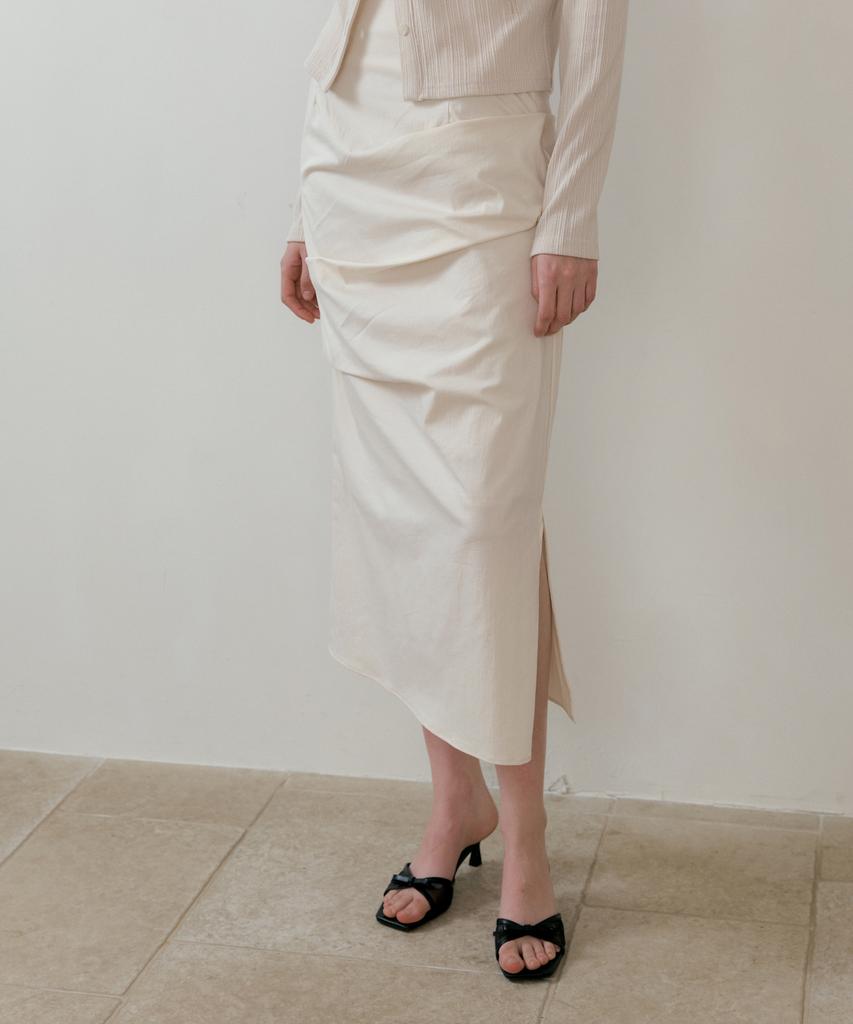 Riorg Batd Lots Shirring Skirt Cream