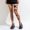 Lolita Cross Bandage Stehenní řetízek Harajuku Sexy Black Flower Butterfly Nohy Náramek Elastické Y2K tělové šperky Příslušenství