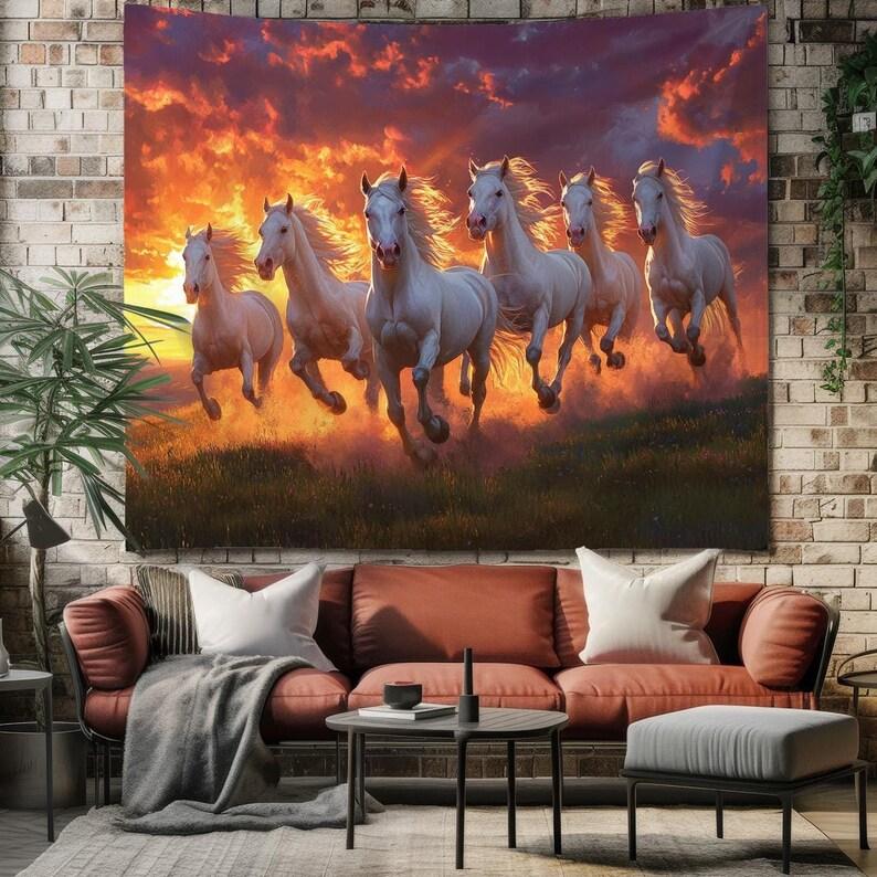 Sunset Galloping Horse tapestry 75x100 чёрный