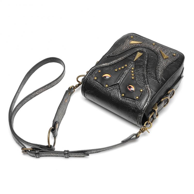 Johnature Retro Rivet Moto & Biker Women Shoulder Bags Fashion Versatile Black Female Small Crossbody Bags